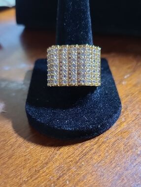 Gold Pavé Multi-Row Wide Band Ring - Gold